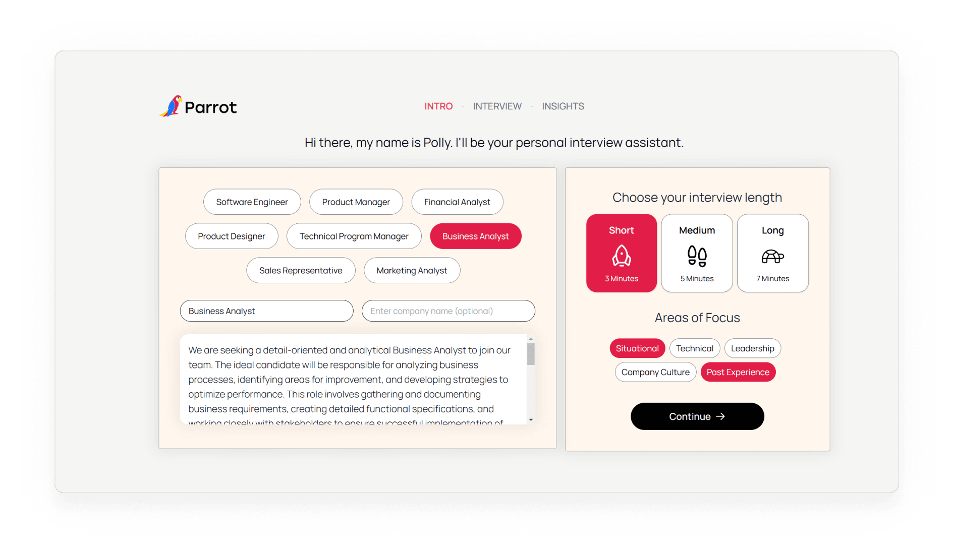 Customize your AI interview